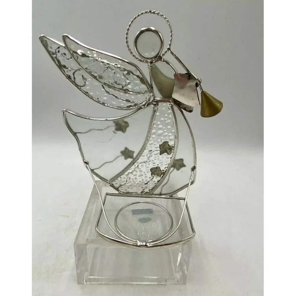 Angel & Trumpet Votive Glass Silver Plated Candle Holder International Silver Co
